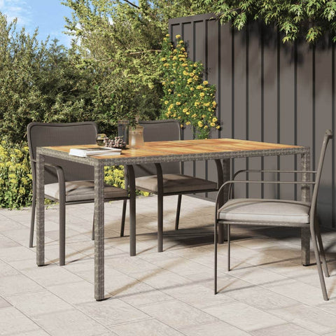 Garden Table Poly Rattan and Acacia Wood Grey