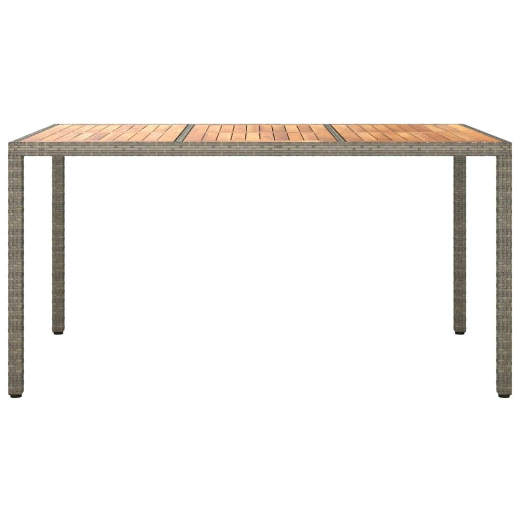 Garden Table Poly Rattan and Acacia Wood Grey