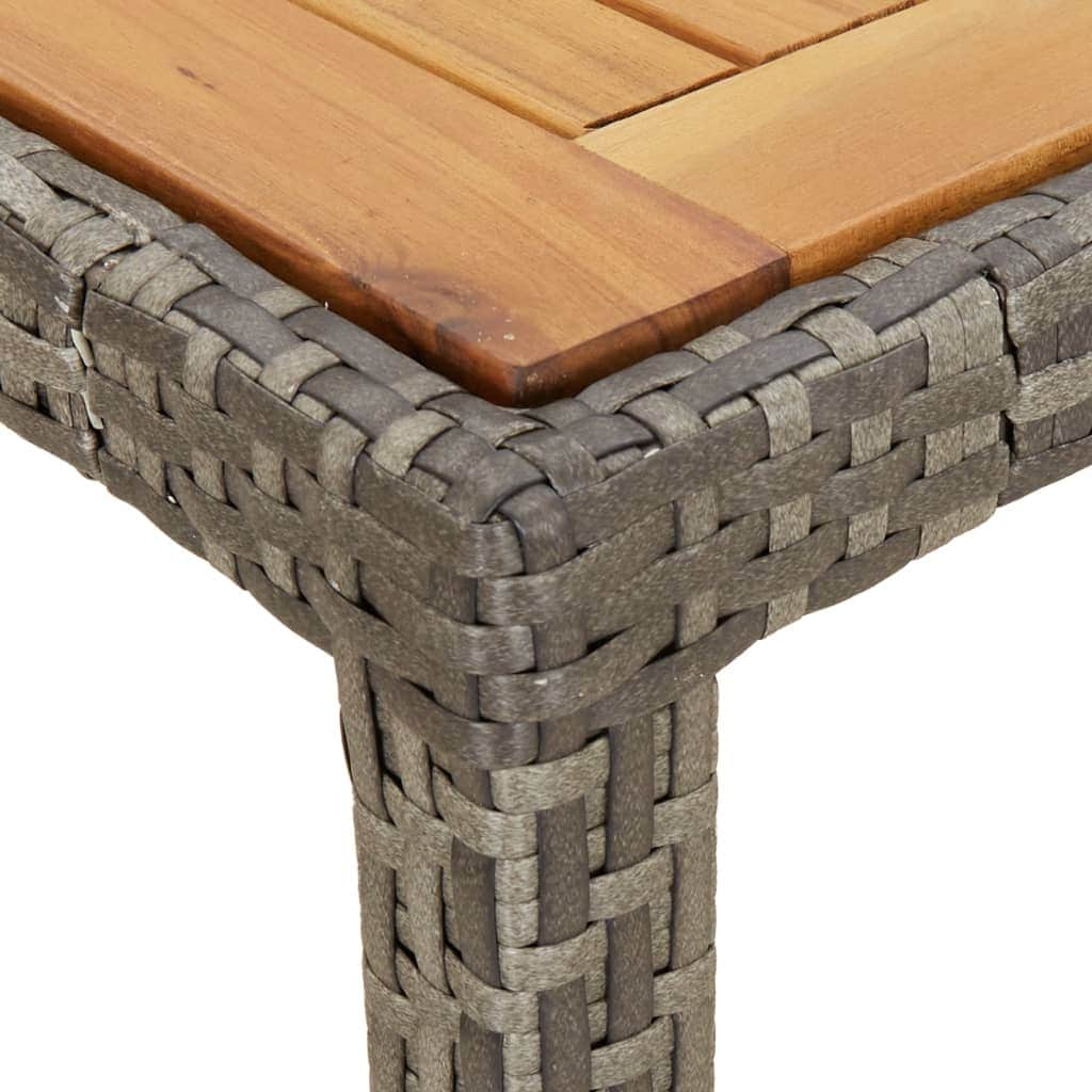 Garden Table Poly Rattan and Acacia Wood Grey