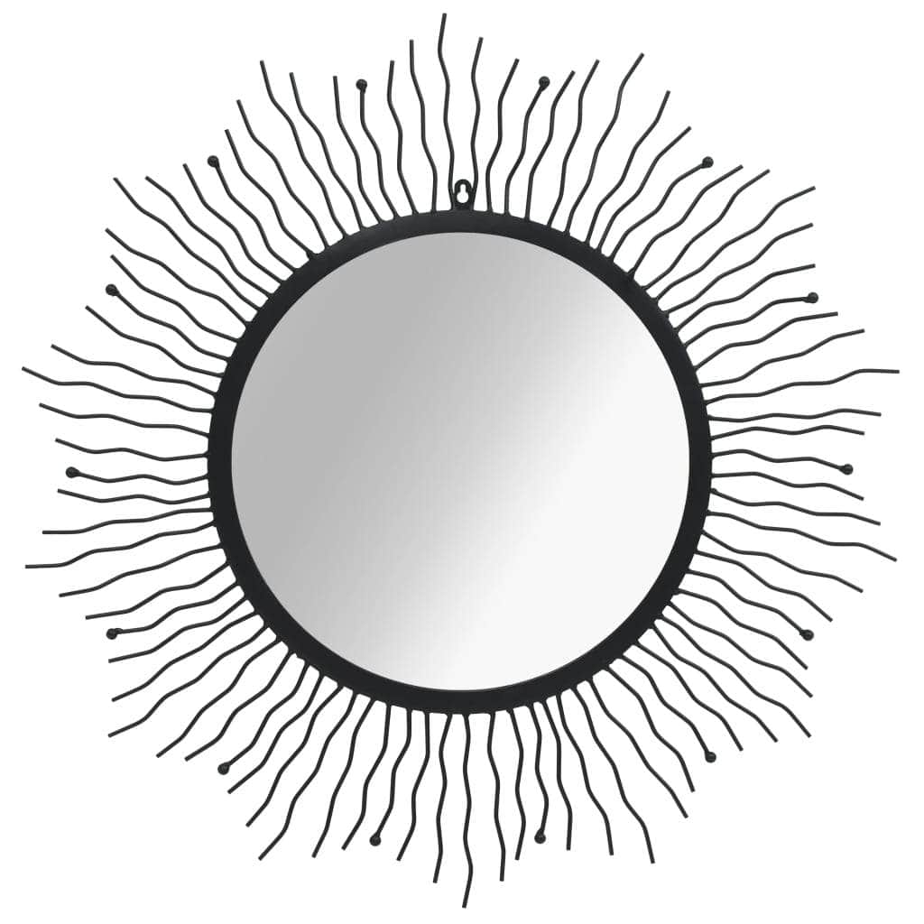 Garden Wall Mirror Sunburst 80 cm Black