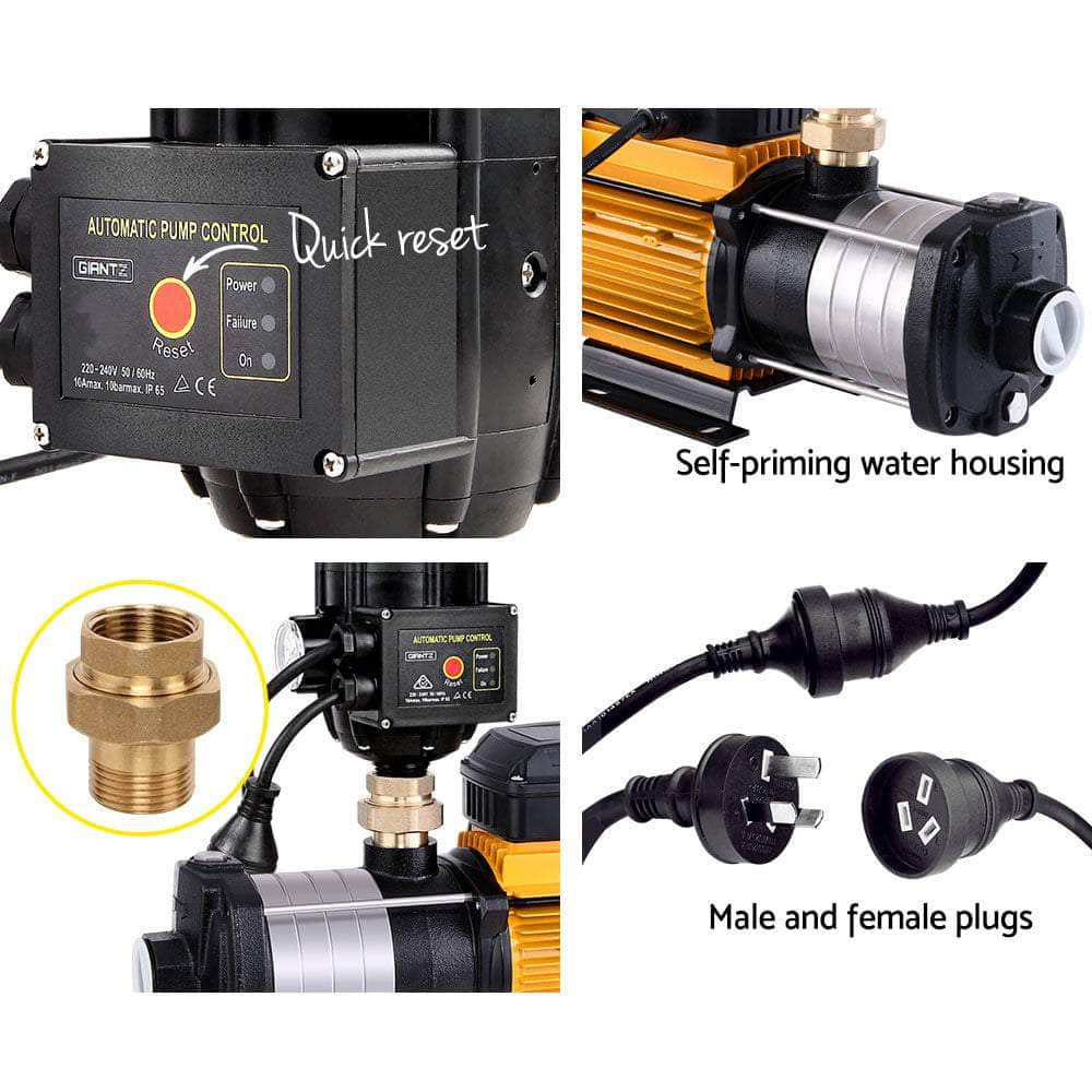 Garden Water Pump High Pressure 2000W Multi Stage Tank Rain Irrigation Black