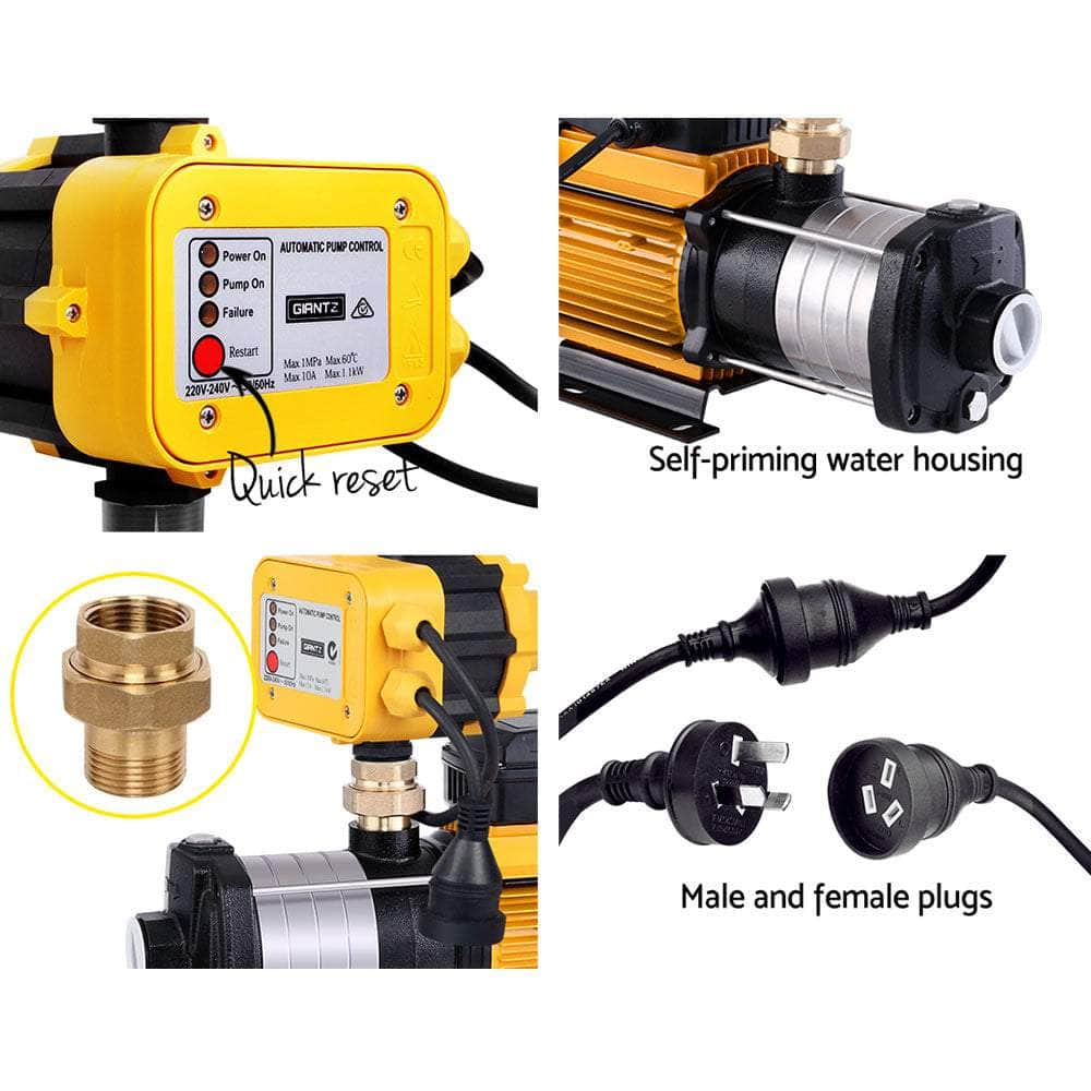 Garden Water Pump High Pressure 2000W Multi Stage Tank Rain Irrigation Yellow