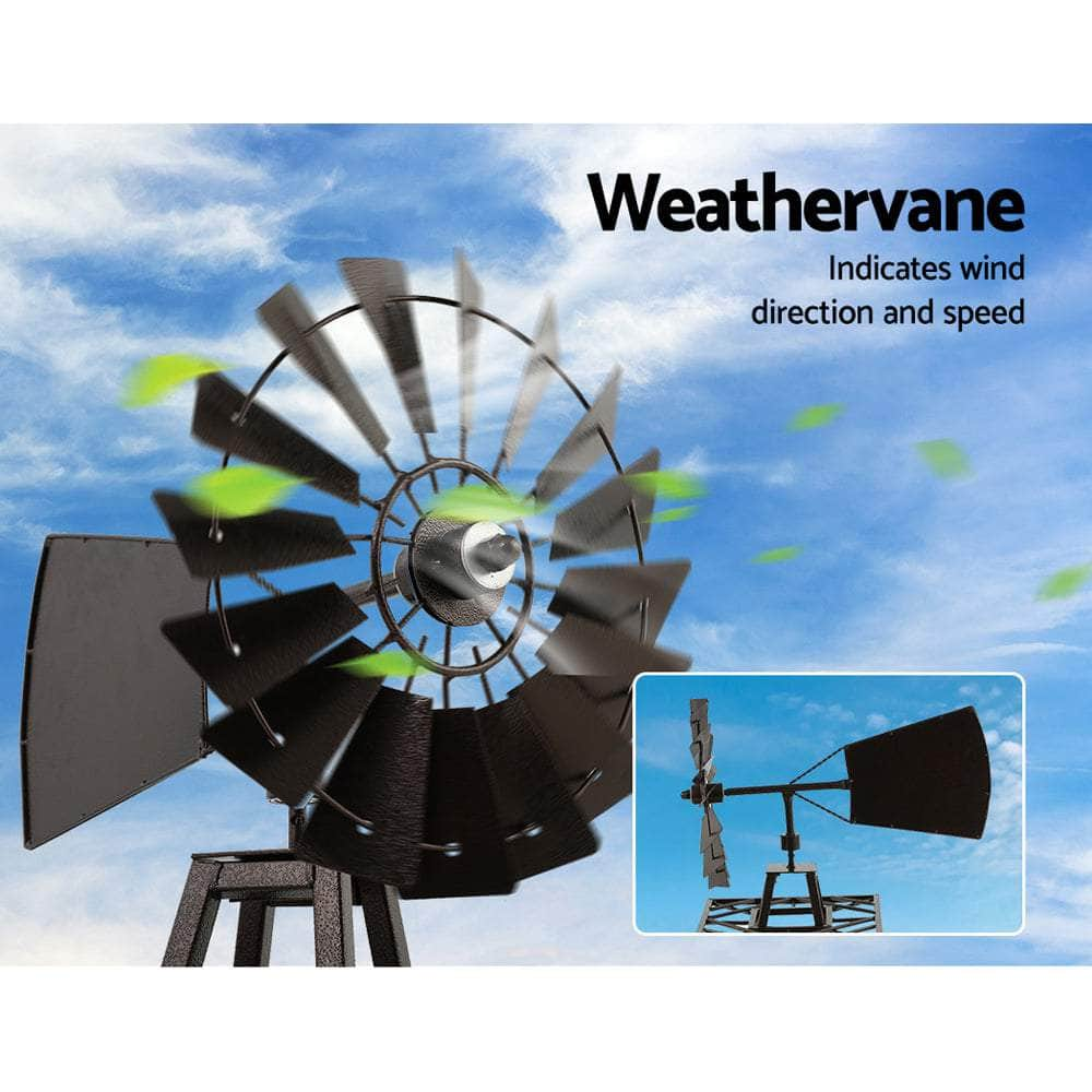 Garden Windmill 160Cm Metal Ornaments Outdoor Decor Wind Mill