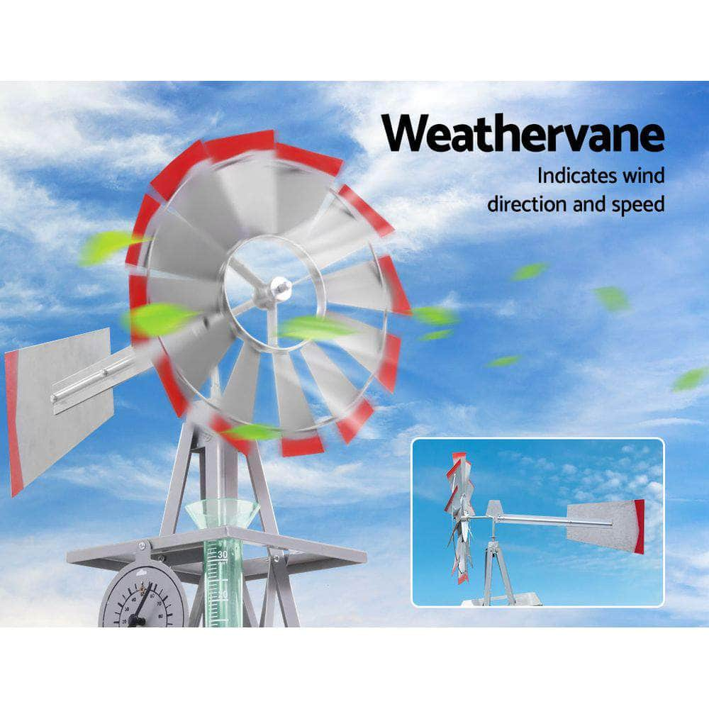 Garden Windmill 4Ft 146Cm Metal Ornaments Outdoor Decor Wind Will