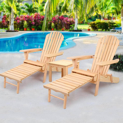 Gardeon 3 Piece Outdoor Beach Chair and Table Set