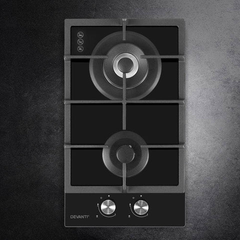 Gas Cooktop 30Cm 2 Burner Black