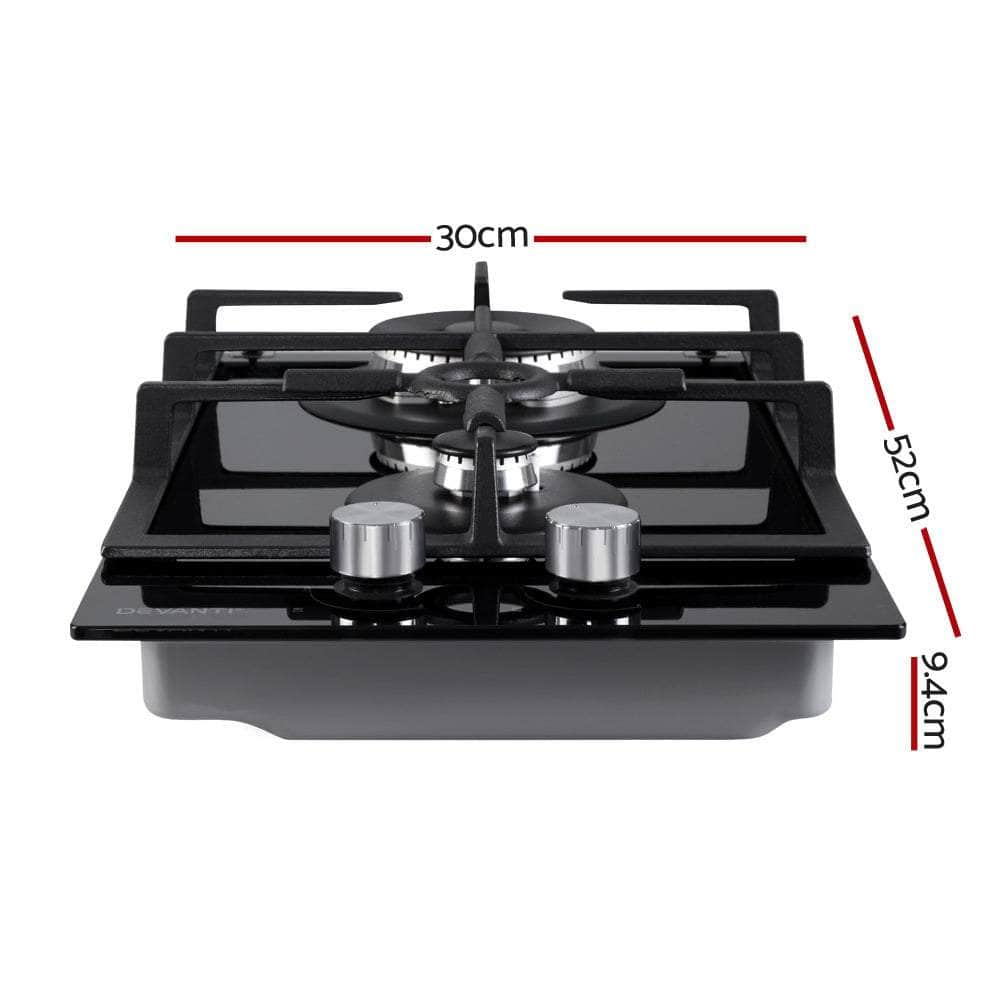 Gas Cooktop 30Cm 2 Burner Black