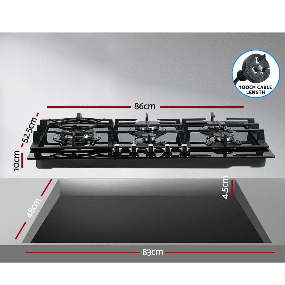 Gas Cooktop 90Cm 5 Burner Black