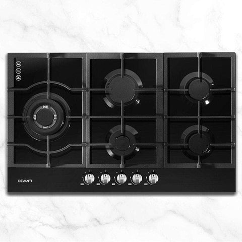 Gas Cooktop 90Cm 5 Burner Black