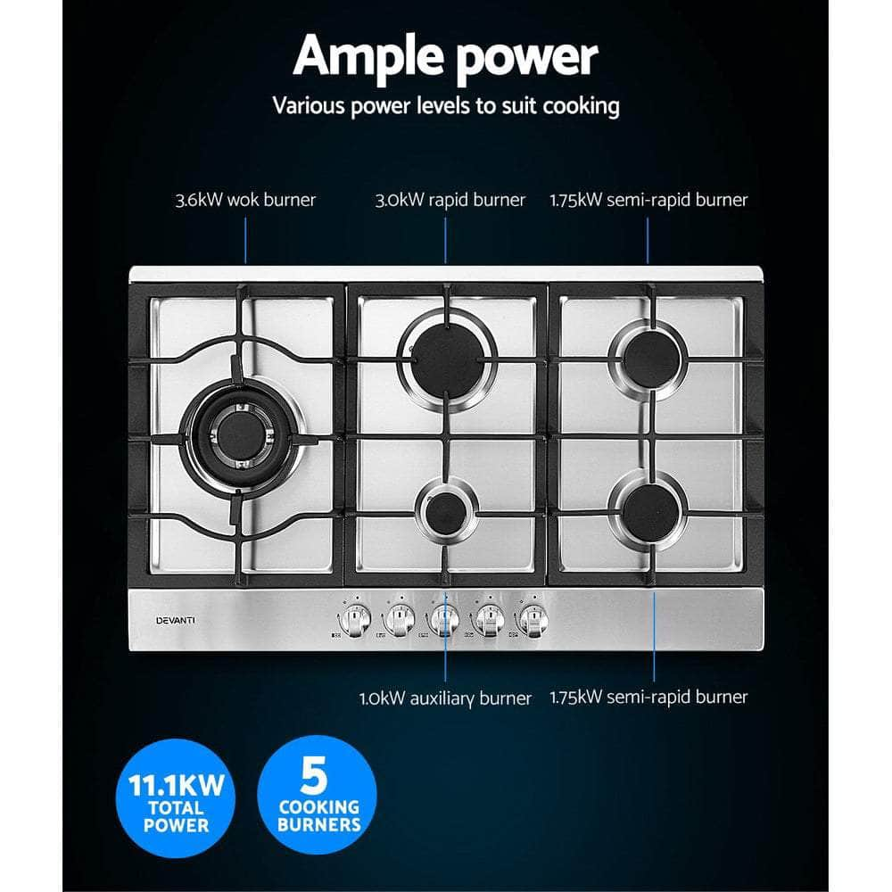 Gas Cooktop 90Cm 5 Burner Silvir