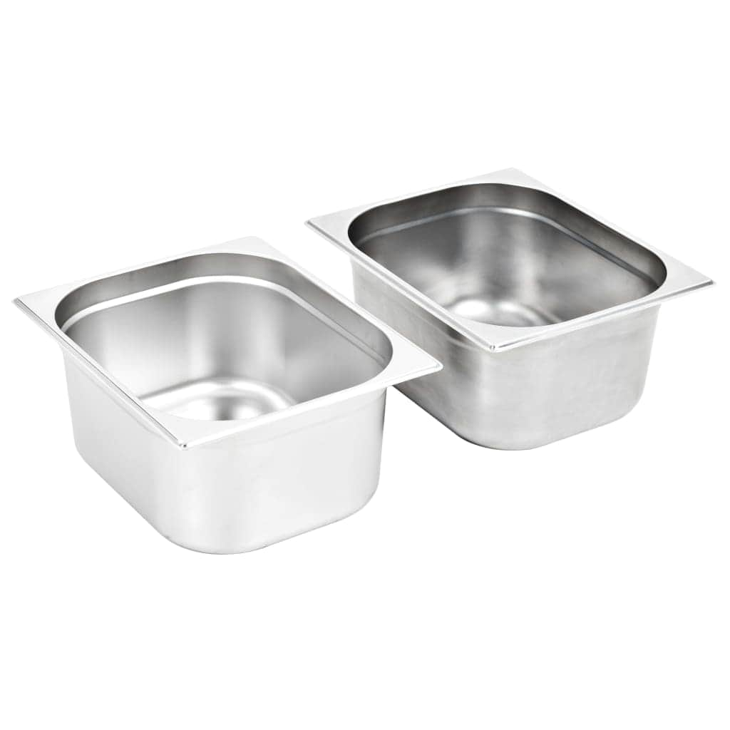 Gastronorm Containers 2 pcs GN 1/2 150 mm Stainless Steel