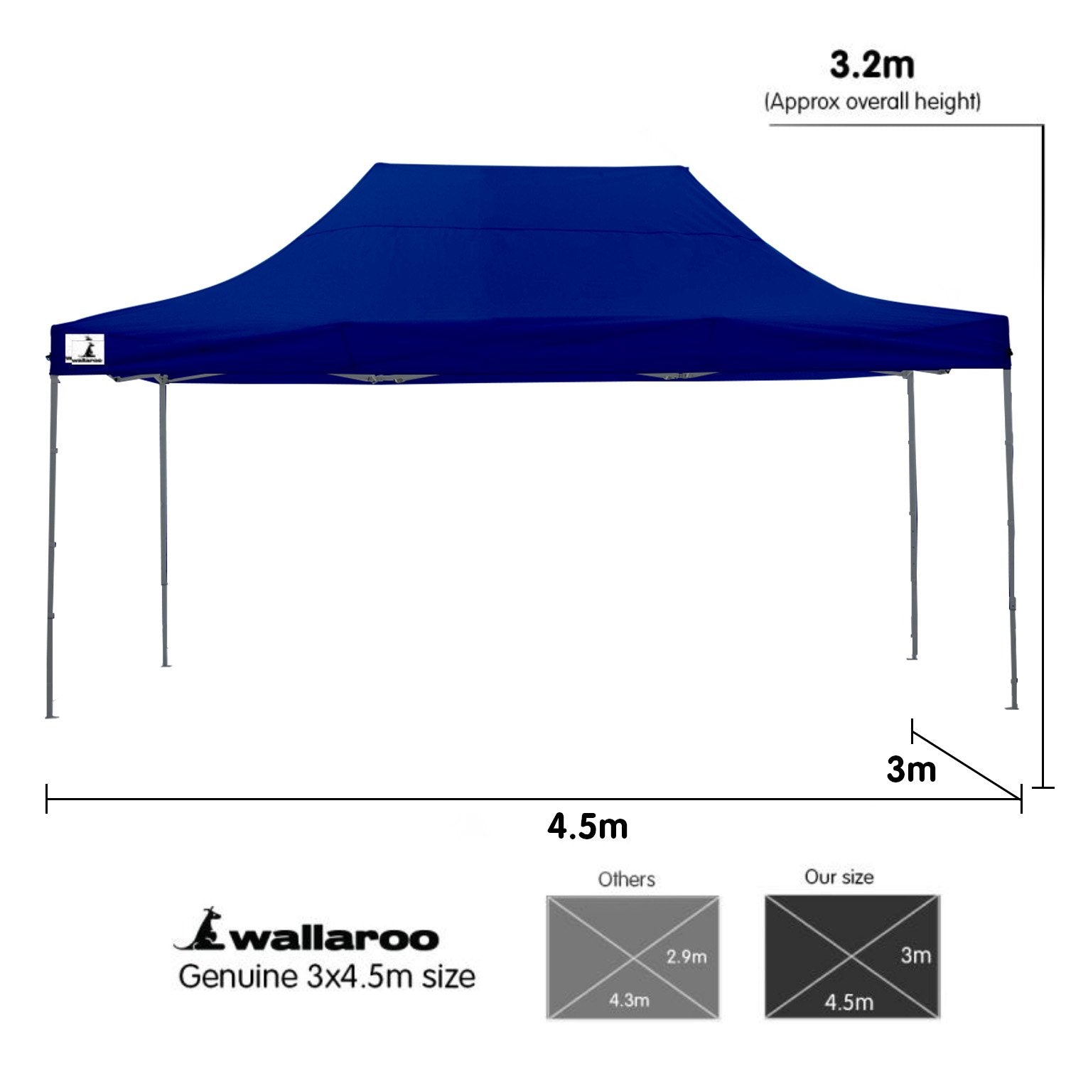 Gazebo Tent Marquee 3x4.5m PopUp Outdoor Blue/Orange