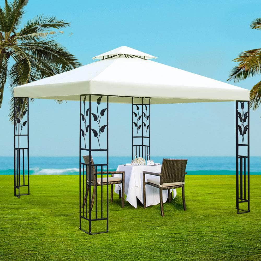 Gazebo 3x3m Party Marquee Outdoor Wedding Event Tent Iron Art Canopy White