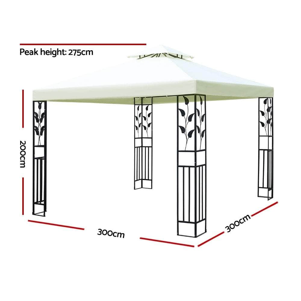 Gazebo 3x3m Party Marquee Outdoor Wedding Event Tent Iron Art Canopy White