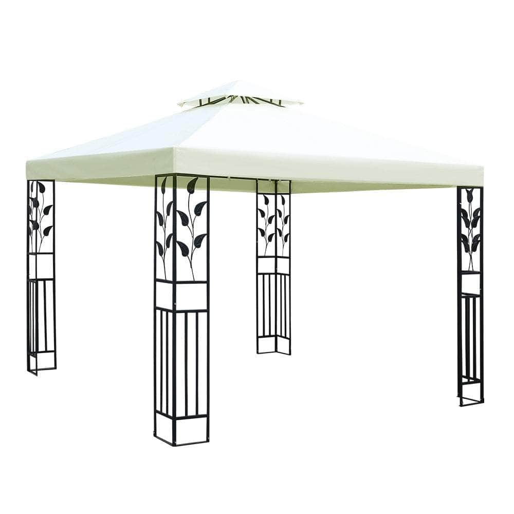 Gazebo 3x3m Party Marquee Outdoor Wedding Event Tent Iron Art Canopy White