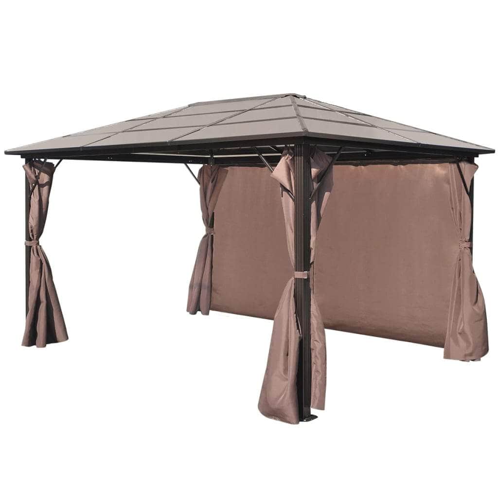 Gazebo with Curtain Brown