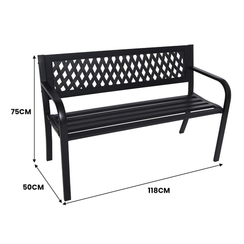 Steel Outdoor Garden Bench - Lattice