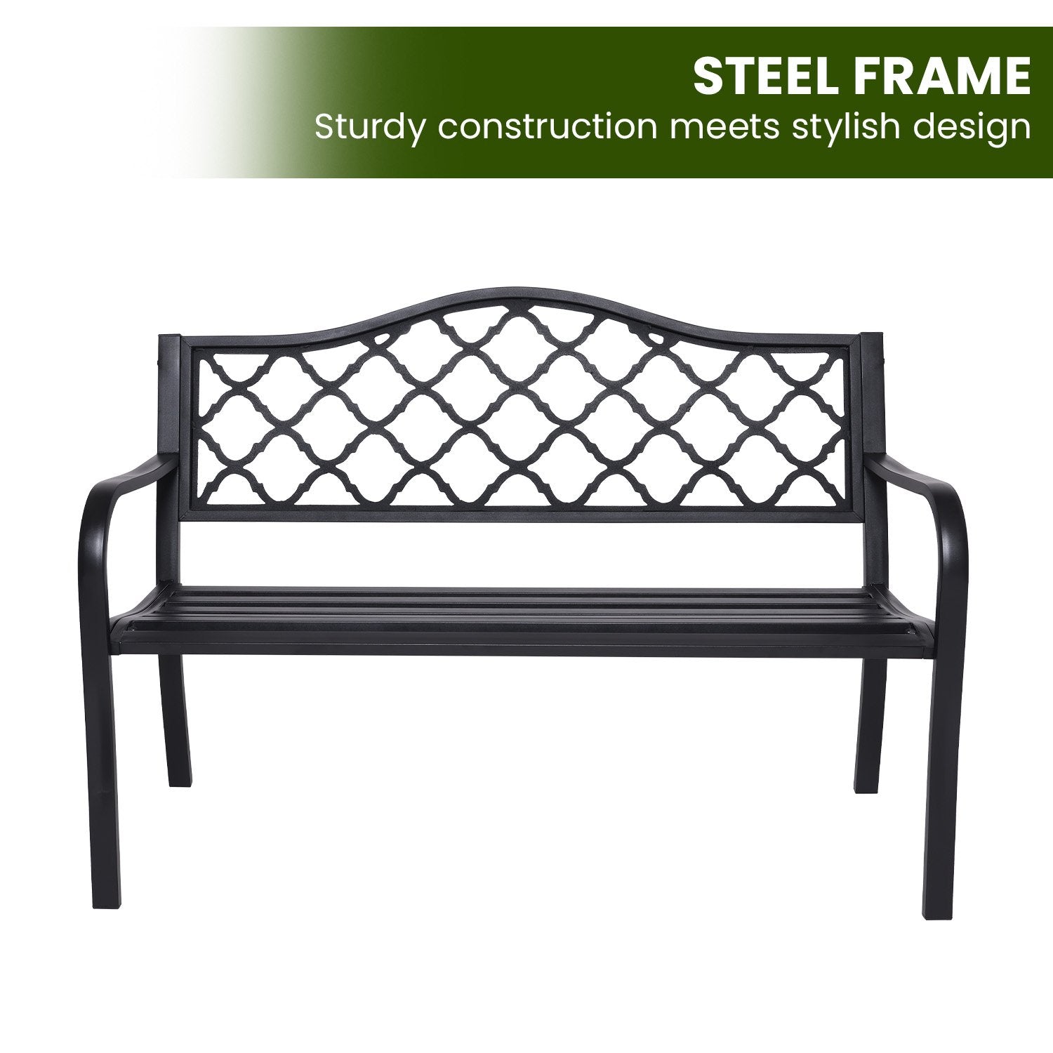 Steel Outdoor Garden Bench - Elegant