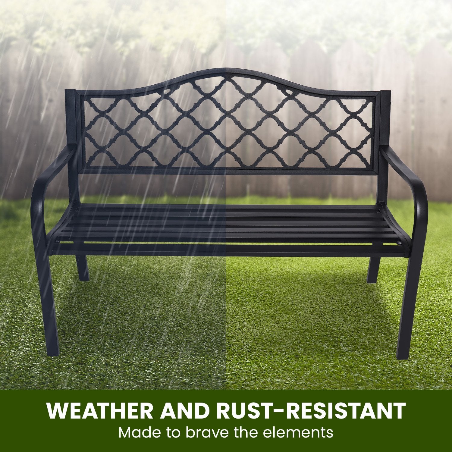 Steel Outdoor Garden Bench - Elegant