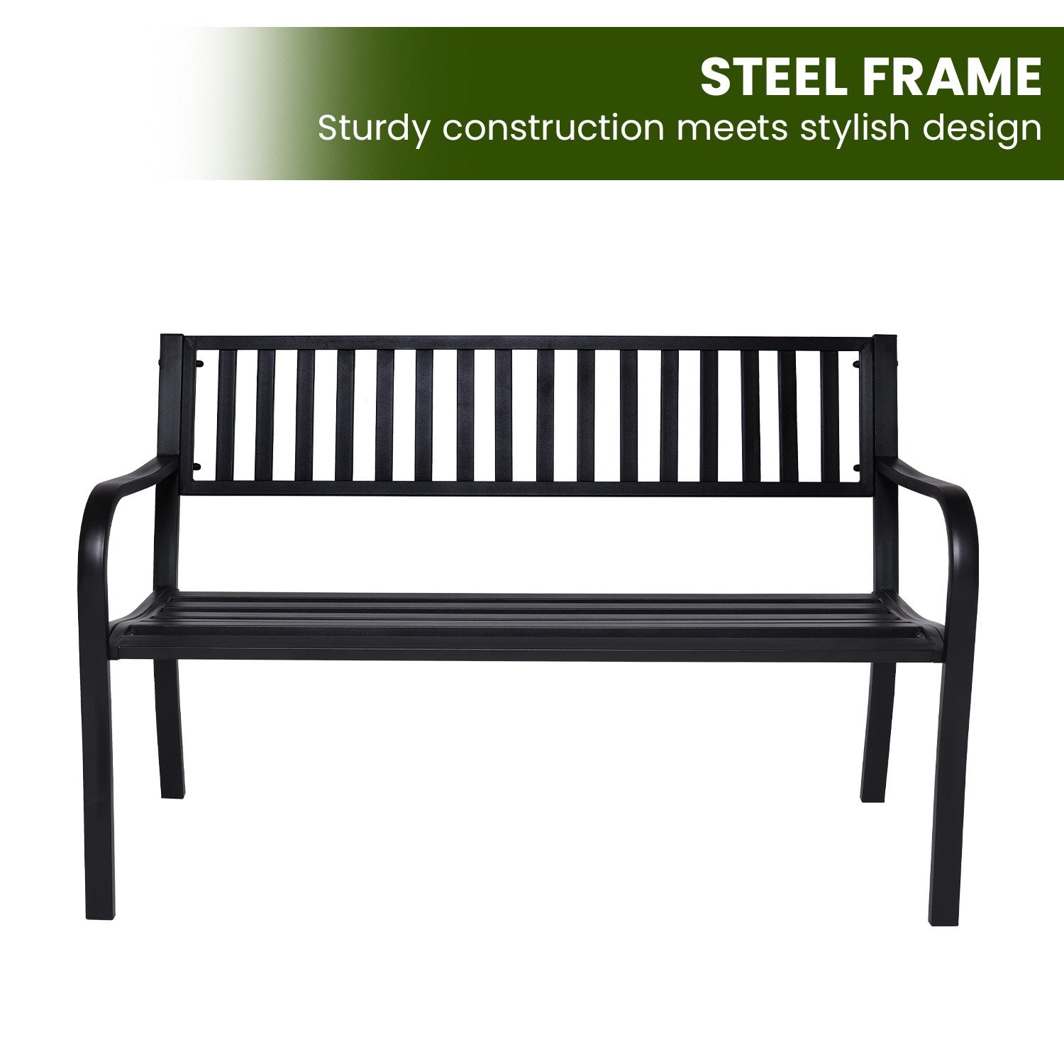 Steel Outdoor Garden Bench - Modern