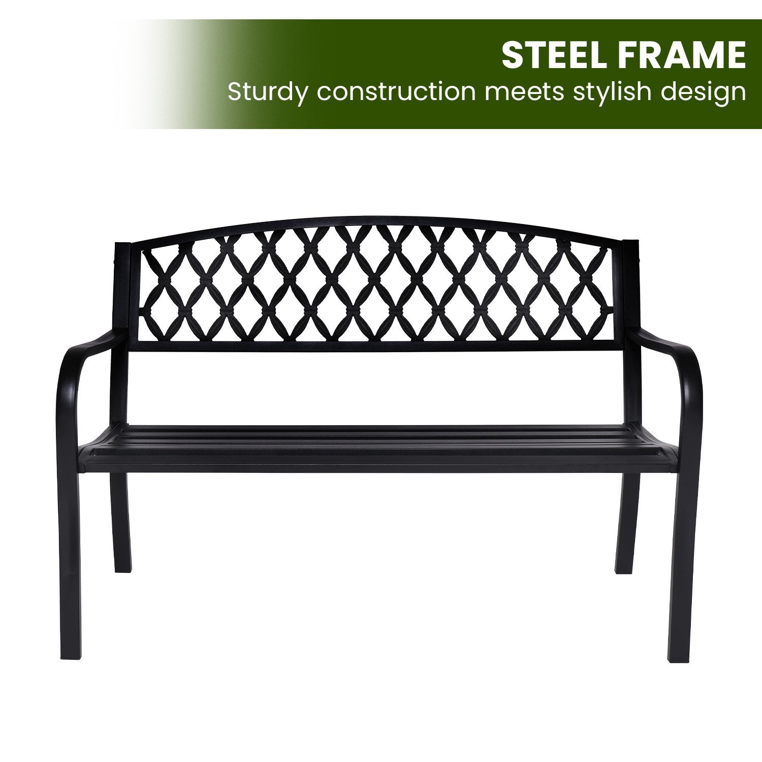 Steel Outdoor Garden Bench - Diamond