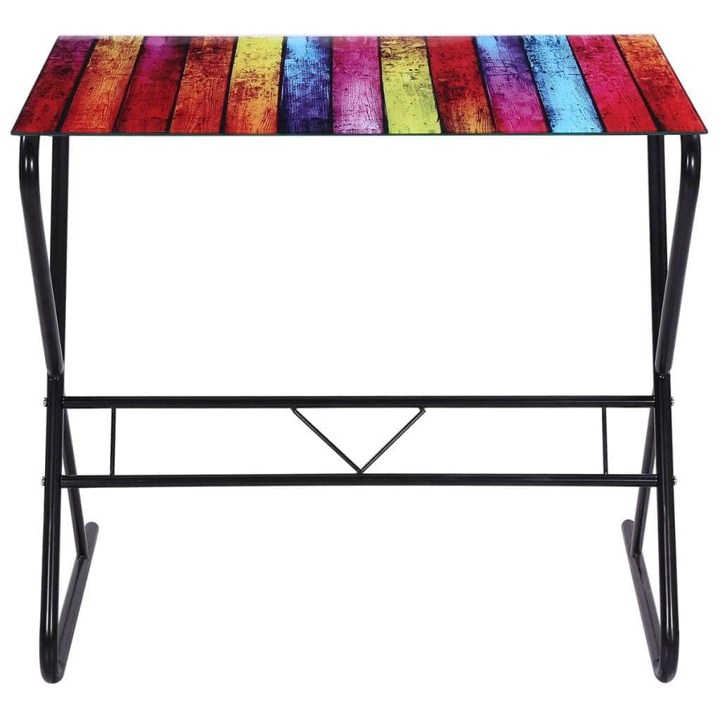 Glass Desk with Rainbow Pattern