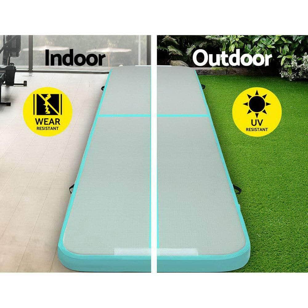 Gofun 4X1M Inflatable Air Track Mat With Pump Tumbling Gymnastics Green