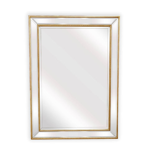 Gold Beaded Framed Mirror - Rectangle 80Cm X 110Cm