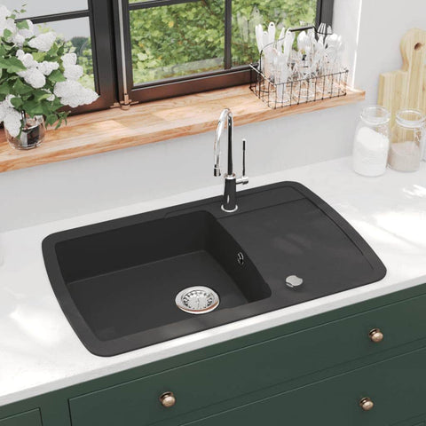 Granite Kitchen Sink Single Basin Black