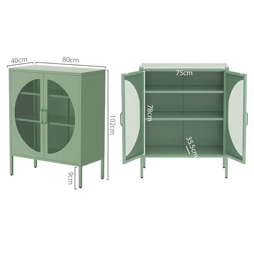 Green Metal Locker Sideboard with Storage