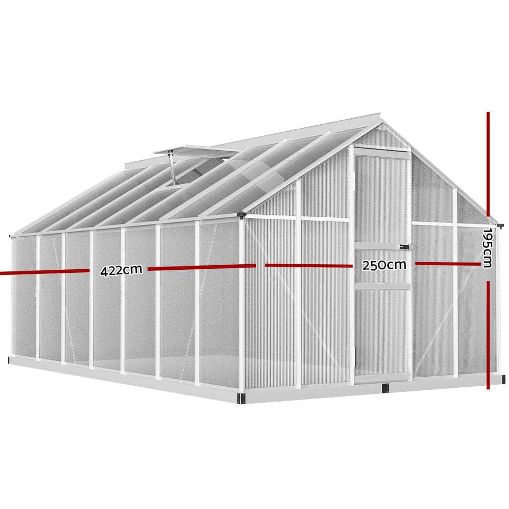 Greenhouse 4.2X2.5X1.95M Aluminium Polycarbonate Green House Garden Shed