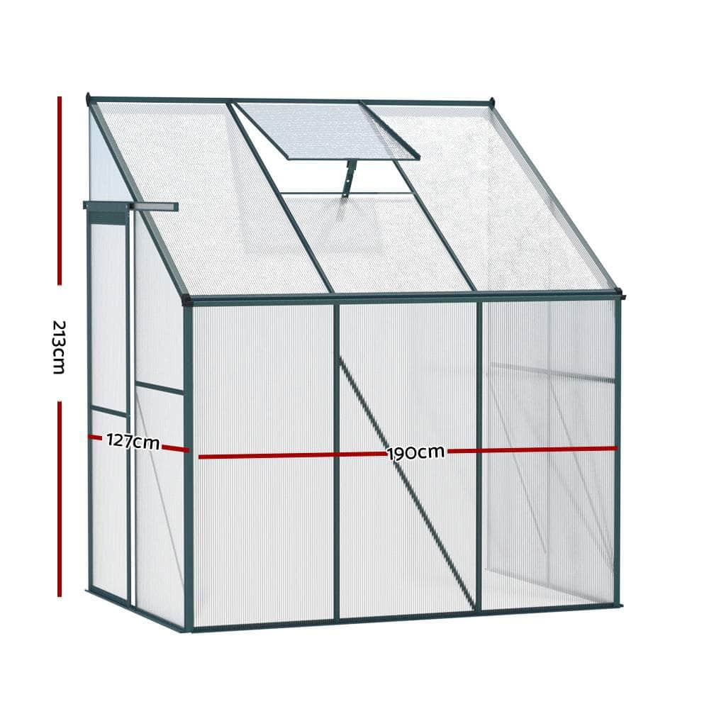 Greenhouse Aluminium Polycarbonate Green House Garden Shed1.9X1.27M