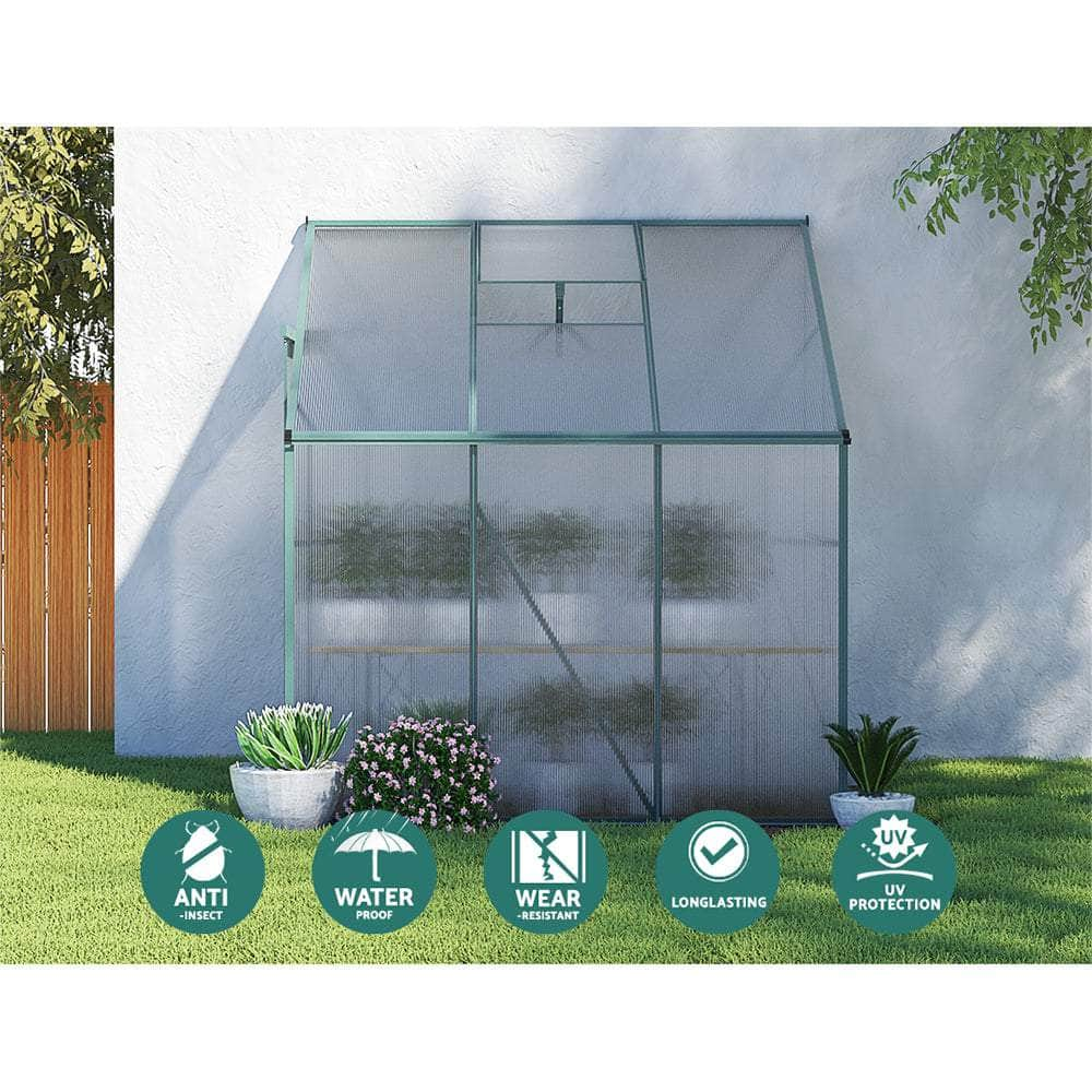 Greenhouse Aluminium Polycarbonate Green House Garden Shed1.9X1.27M