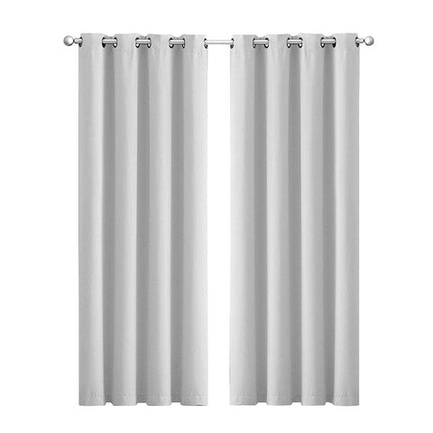 Grey 2x Blockout Curtains Panels 3 Layers