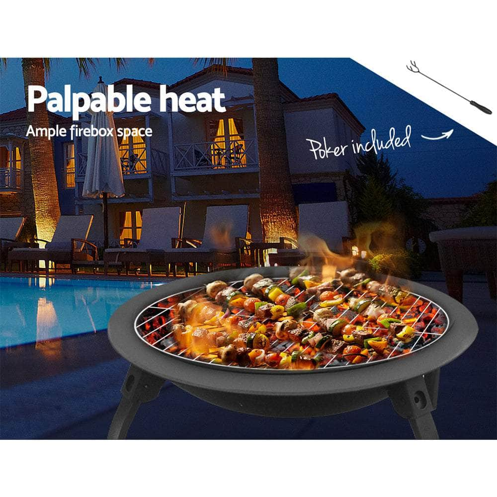 Grillz 30 Inch Portable Foldable Outdoor Fire Pit Fireplace