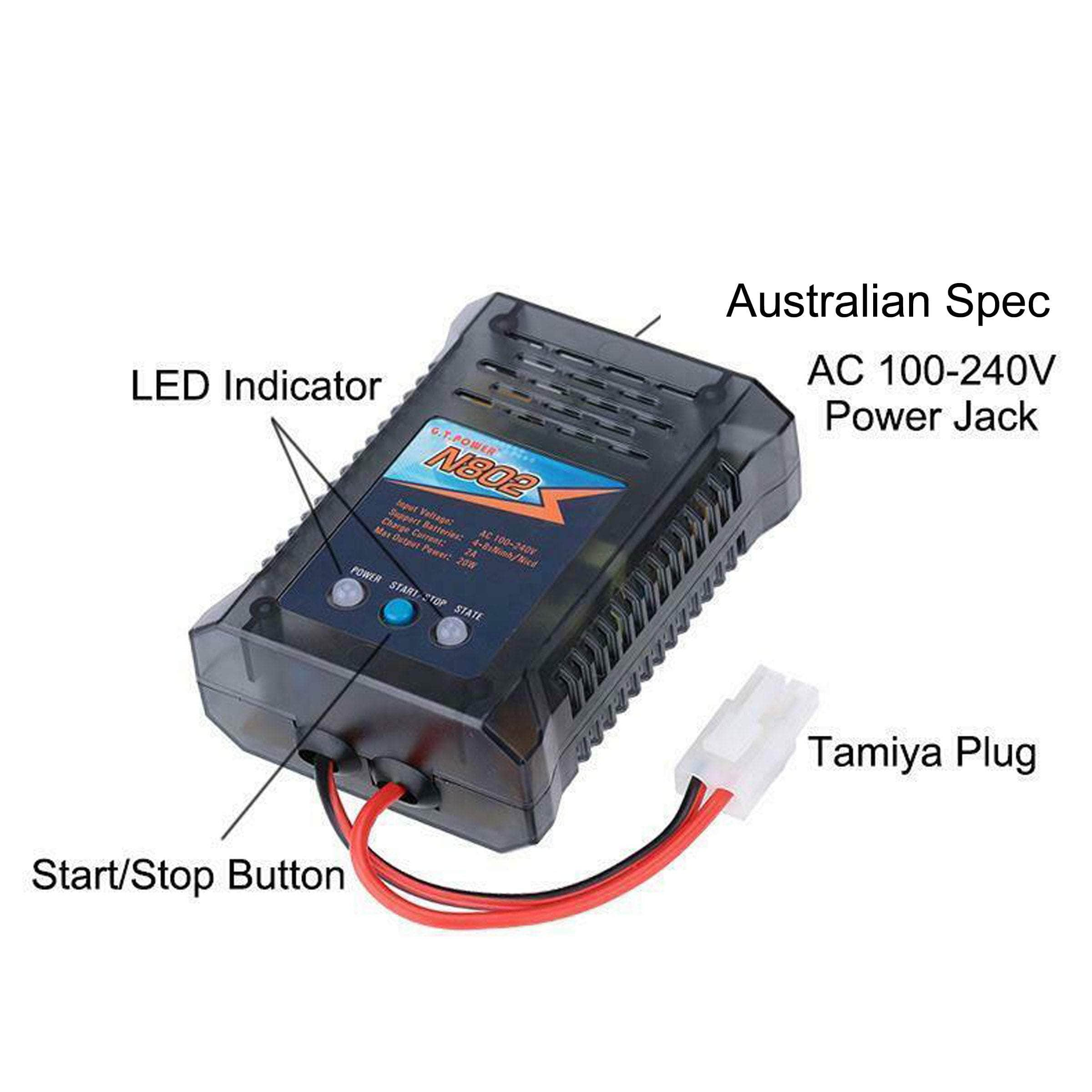 Gt Power N802 Nimh Nicd Quick Battery Ac Charger Rc Hobby 2Amp Tamiya