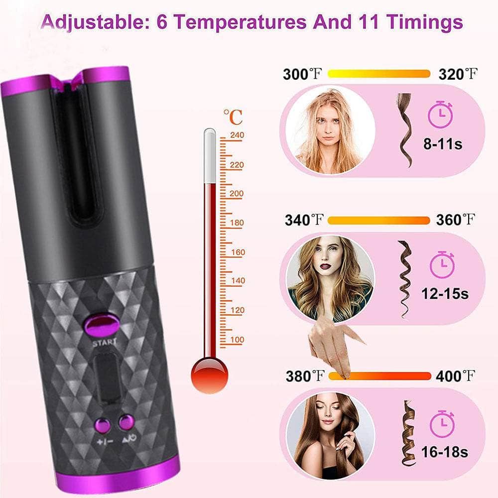 Hair Curler Lcd Cordless Auto Rotating