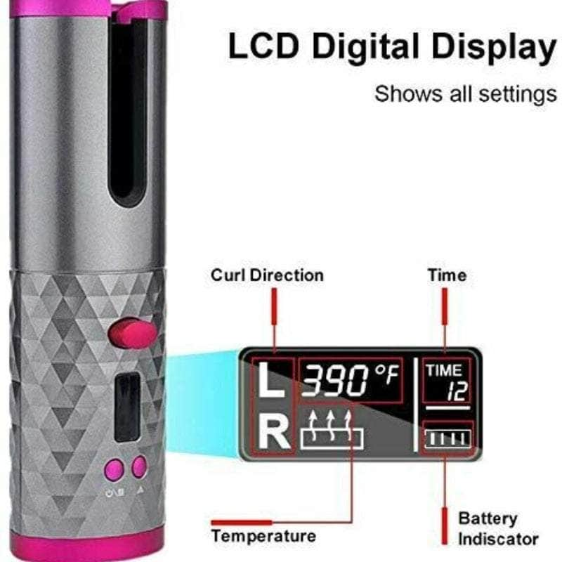 Hair Curler Lcd Cordless Auto Rotating