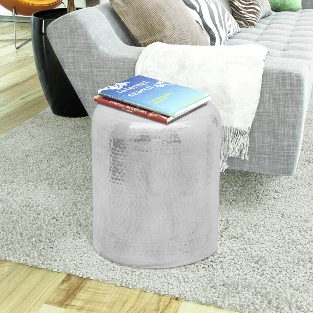 Hammered Aluminium Stool/Side Table Silver