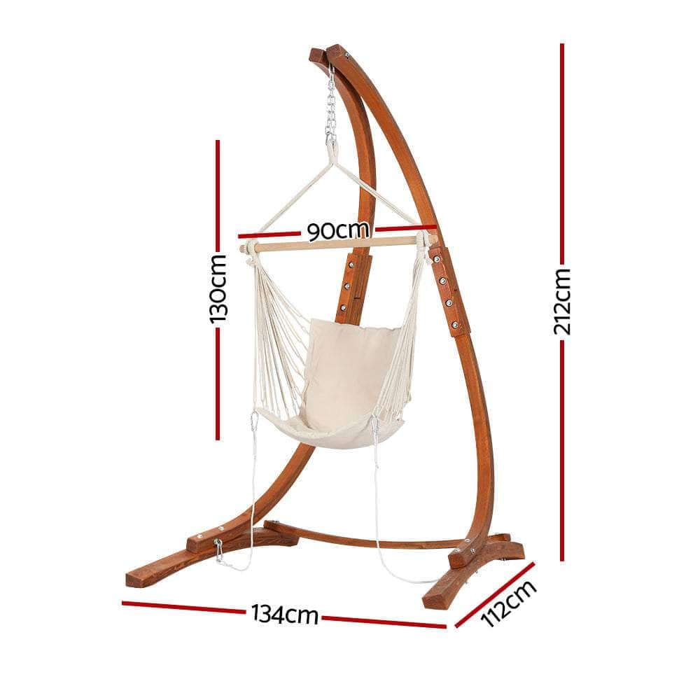 Hammock Chair Timber Outdoor Furniture Camping with Stand White