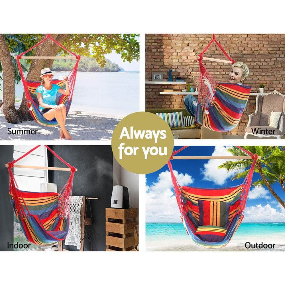 Hammock Swing Chair with Cushion - Multi-colour