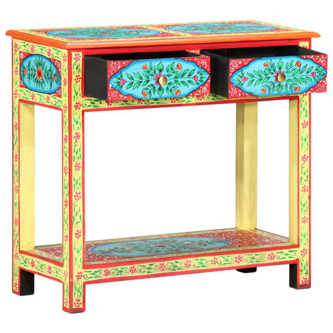 Hand Painted Console Table Multicolour Solid Mango Wood