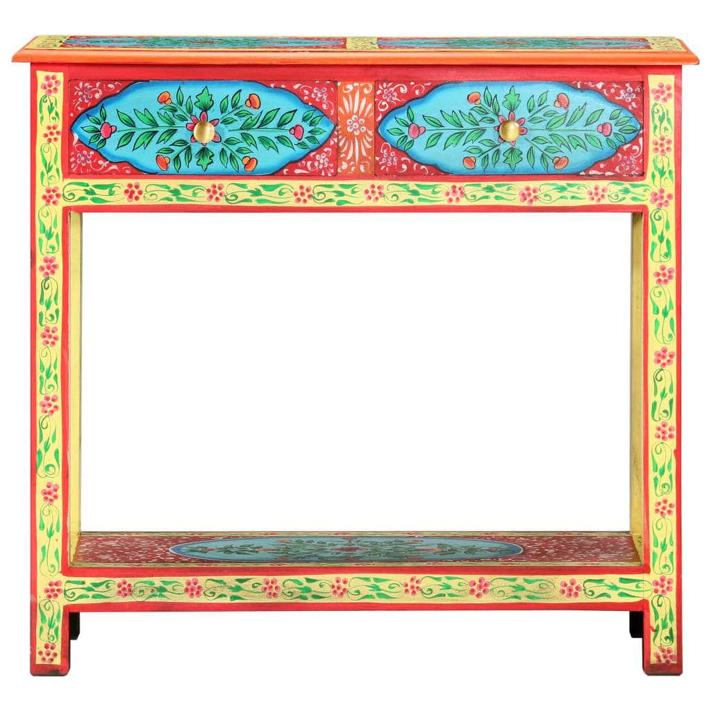 Hand Painted Console Table Multicolour Solid Mango Wood