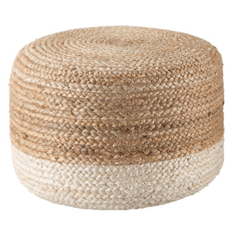 Handcrafted Jute Cotton Pouf Ottoman - Versatile and Comfortable