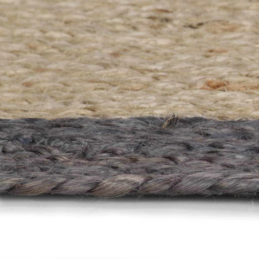 Handmade Rug Jute with Dark Grey Border 90 cm