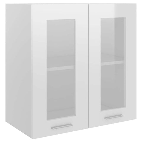 Hanging Glass Cabinet High Gloss White - Engineered Wood