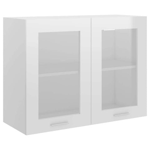 Hanging Glass Cabinet High Gloss White Engineered Wood