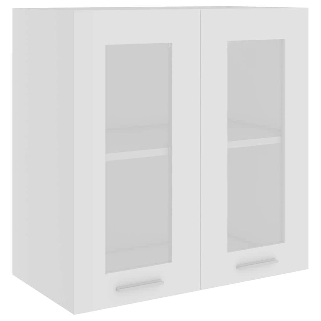 Hanging Glass Cabinet White Engineered Wood