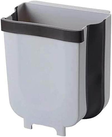 Hanging Trash Can Collapsible Small Bin For Kitchen Cabinet Door (Grey)