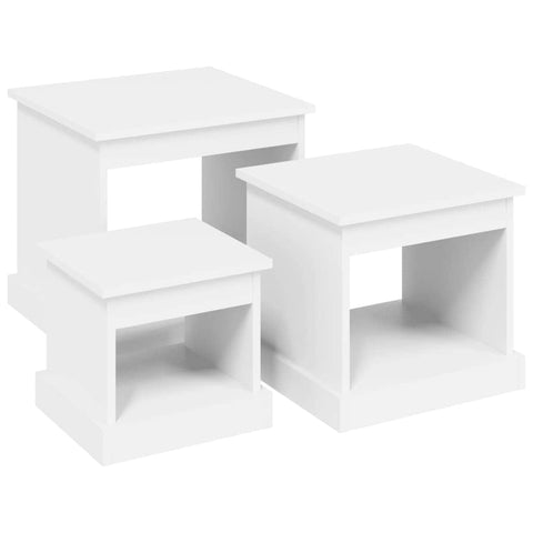 Harmonious Ascent: Set of 3 White Engineered Wood Nesting Tables